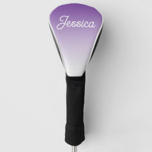 (Editable) Purple Color Ombre & Your Text Golf Head Cover