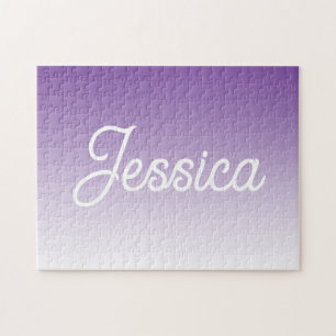 (Editable) Purple Color Ombre & Your Text Jigsaw Puzzle