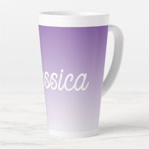 (Editable) Purple Color Ombre & Your Text Latte Mug