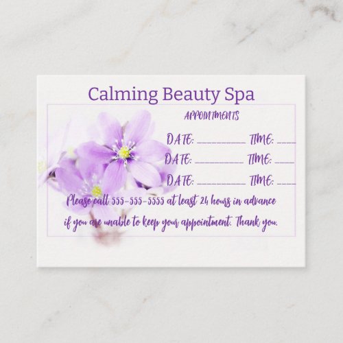 Editable Purple Flower Appointment Card