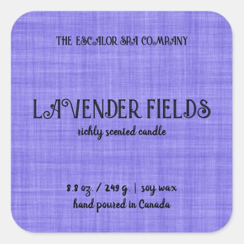 Editable Purple Linen Candle Label