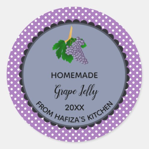 Editable Purple Polka Dot Grape Jelly Label
