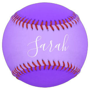 Editable Purple Violet Ombre & White Text Script Softball