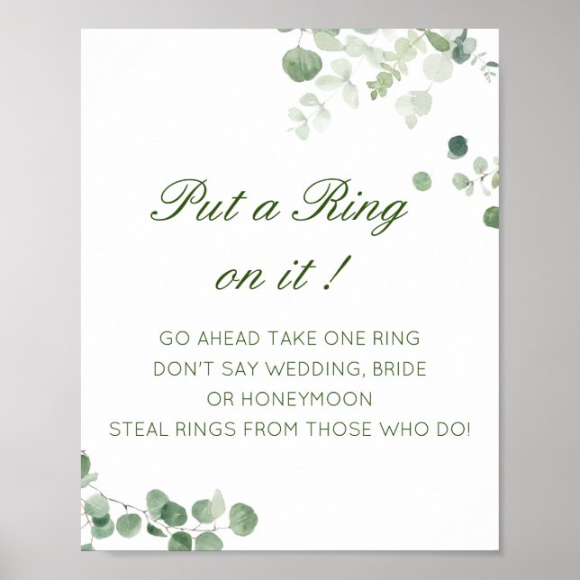 Editable Put a Ring on it Bridal Shower Game Poste Poster (Front)