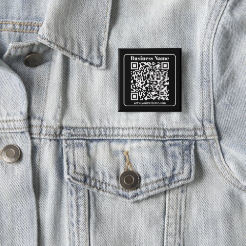 Editable QR code Black  White Retro Modern Style Button