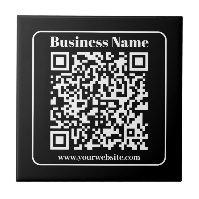 Editable QR code Black & White Retro Modern Style Ceramic Tile (Front)