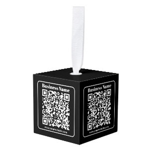 Editable QR code Black & White Retro Modern Style Cube Ornament