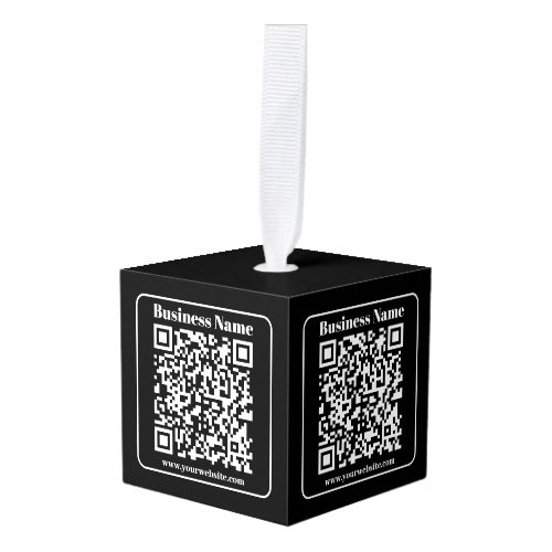 Editable QR code Black  White Retro Modern Style Cube Ornament