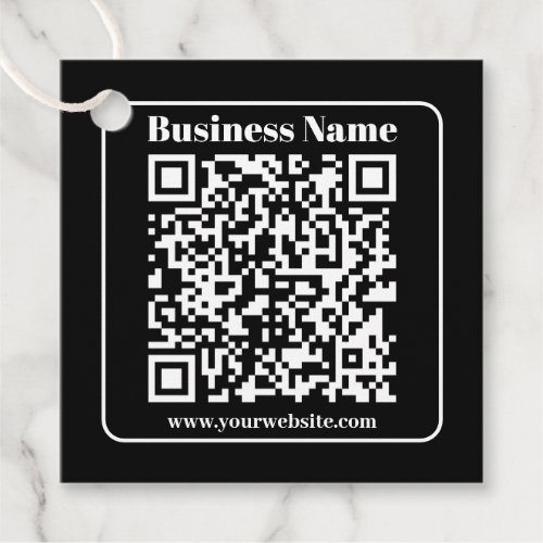 Editable QR code Black  White Retro Modern Style Favor Tags