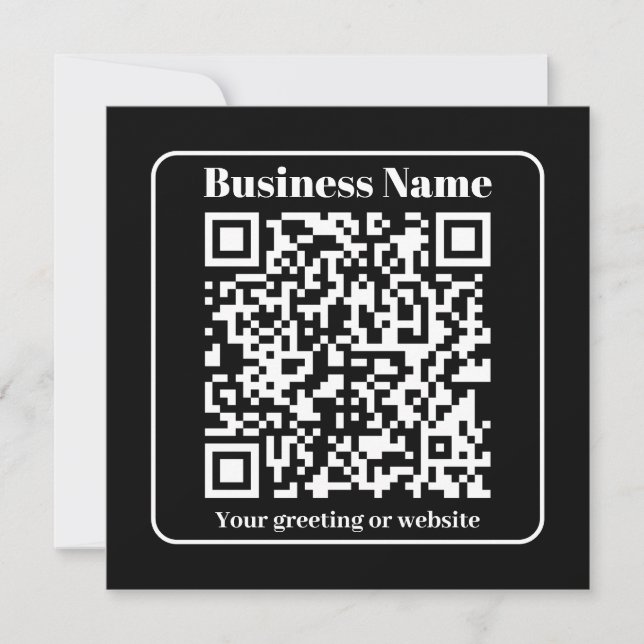 Editable QR code Black & White Retro Modern Style Holiday Card (Front)