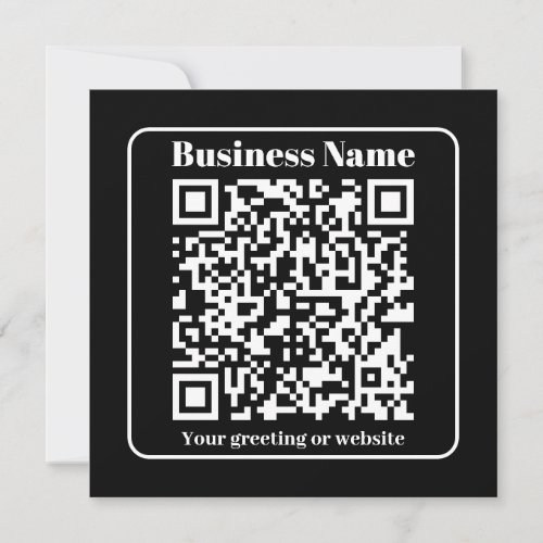 Editable QR code Black  White Retro Modern Style Holiday Card