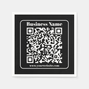 Editable QR code Black & White Retro Modern Style Napkins