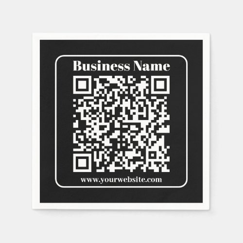 Editable QR code Black  White Retro Modern Style Napkins