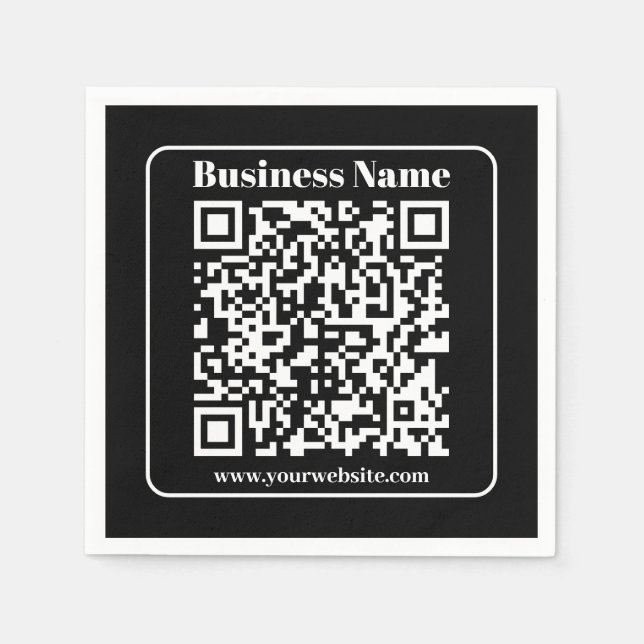 Editable QR code Black & White Retro Modern Style Napkins (Front)