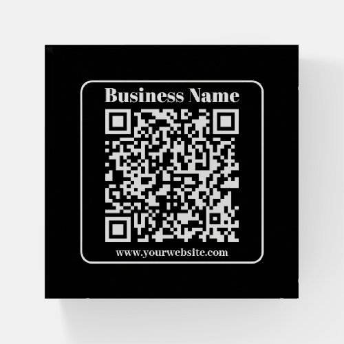 Editable QR code Black  White Retro Modern Style Paperweight