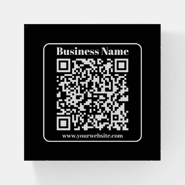 Editable QR code Black & White Retro Modern Style Paperweight (Front)