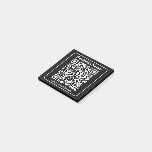 Editable QR code Black  White Retro Modern Style Post_it Notes