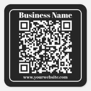 Editable QR code Black & White Retro Modern Style Square Sticker