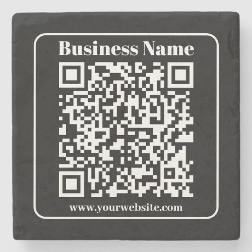 Editable QR code Black  White Retro Modern Style Stone Coaster