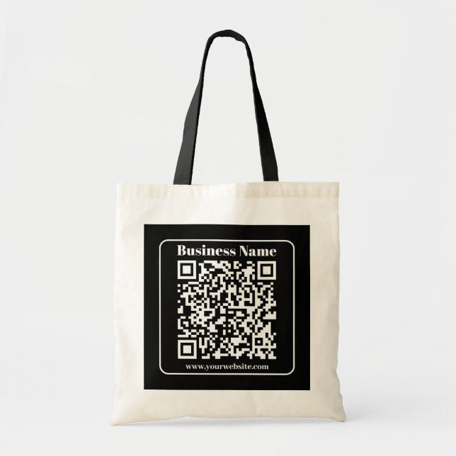 Editable QR code Black & White Retro Modern Style Tote Bag (Front)