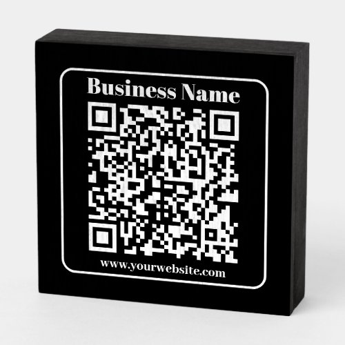 Editable QR code Black  White Retro Modern Style Wooden Box Sign