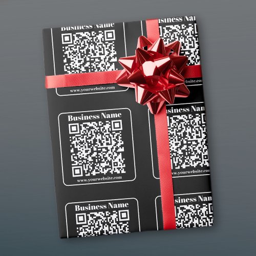 Editable QR code Black  White Retro Modern Style Wrapping Paper