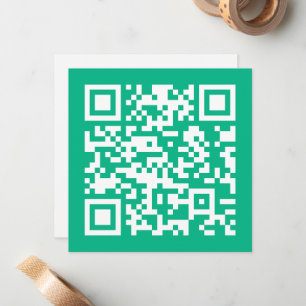 Editable QR Code Generate Your Own    Teal Green  Note Card