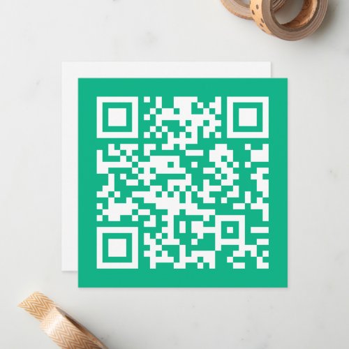 Editable QR Code Generate Your Own   Teal Green  Note Card