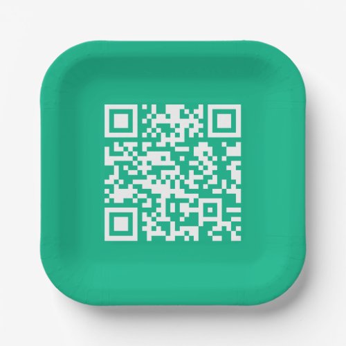 Editable QR Code Generate Your Own   Teal Green  Paper Plates