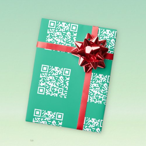 Editable QR Code Generate Your Own   Teal Green  Wrapping Paper