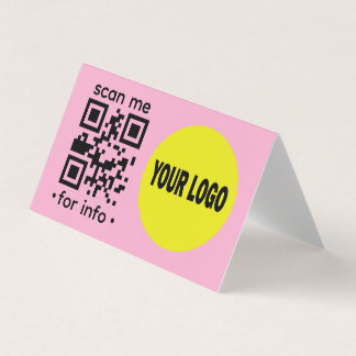 Editable QR Code Logo Modern Pink Yellow Business Card
