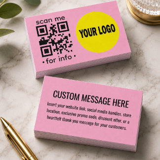 Editable QR Code Logo Modern Pink Yellow Business Card