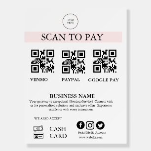Editable QR Code Payment Sign for Small Business