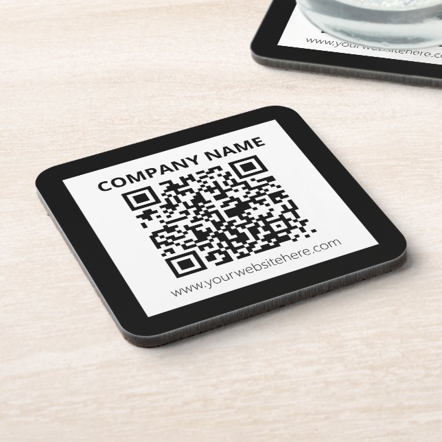 Editable QR code & Simple Customizable Design  Beverage Coaster (Left Side)
