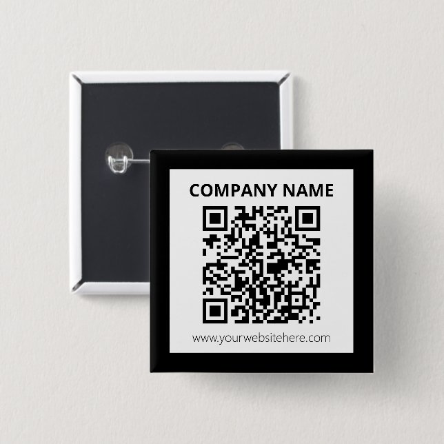 Editable QR code & Simple Customizable Design  Button (Front & Back)