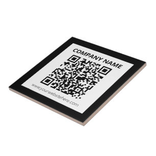 Editable QR code & Simple Customizable Design  Ceramic Tile
