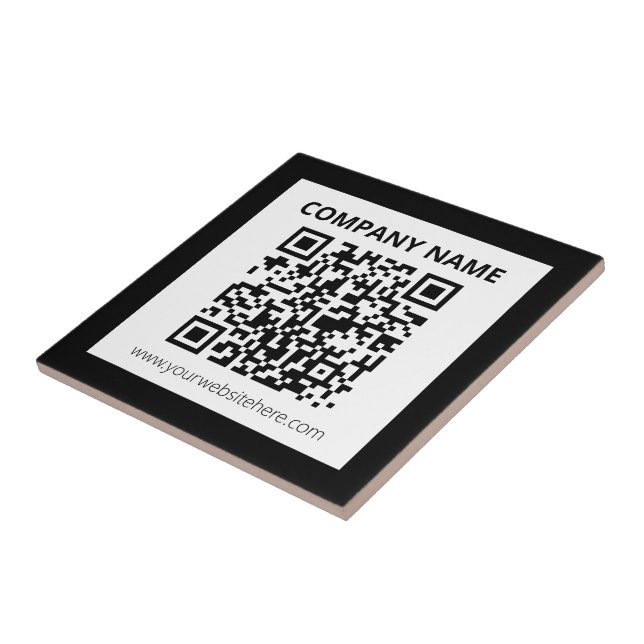 Editable QR code & Simple Customizable Design  Ceramic Tile (Side)