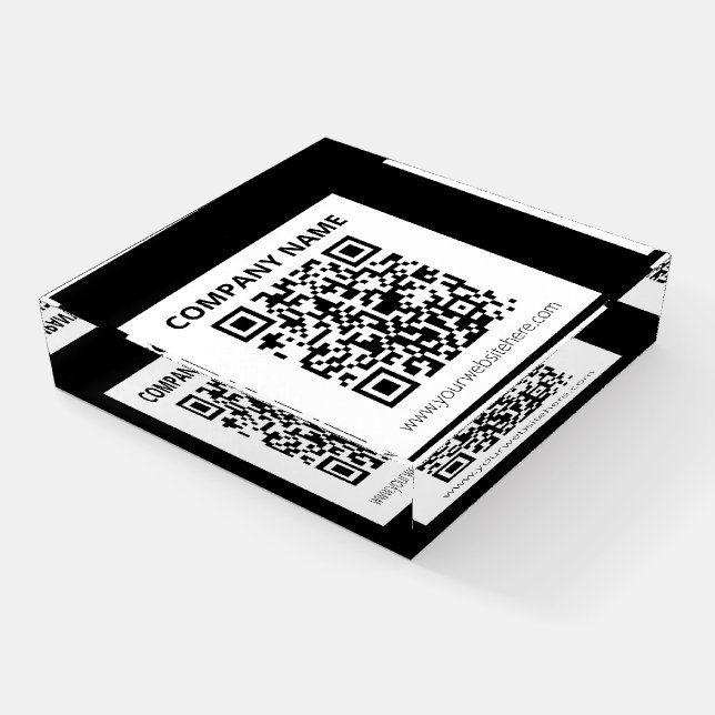 Editable QR code & Simple Customizable Design  Paperweight (Angled)