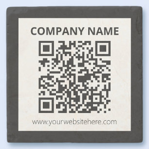 Editable QR code & Simple Customizable Design  Stone Coaster