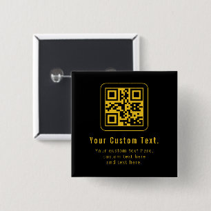 Editable QR Code & Text Template   Black & Gold Button