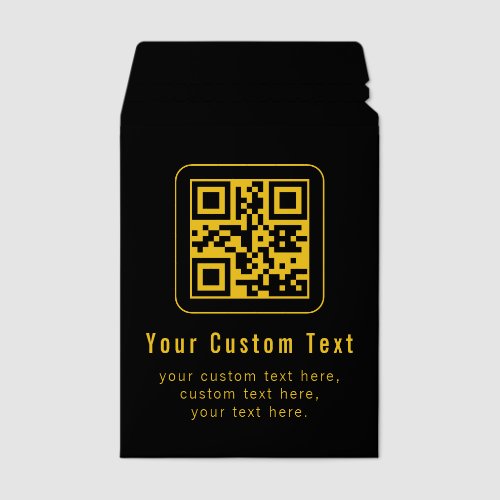 Editable QR Code & Text Template | Black & Gold Envelope Mailers