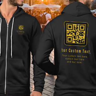 Editable QR Code & Text Template Black & Gold Hoodie
