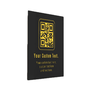 Editable QR Code & Text Template   Black & Gold Metal Print