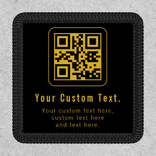 Editable QR Code & Text Template Black & Gold Patch