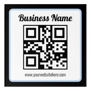 Editable QR code & Text w/Light Blue Border Acrylic Print