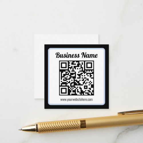 Editable QR code & Text w/Light Blue Border Enclosure Card