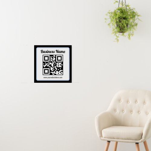 Editable QR code & Text w/Light Blue Border Foam Board