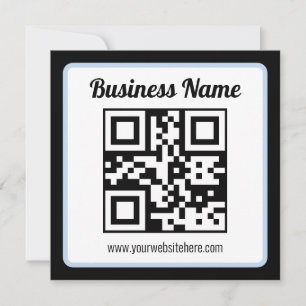 Editable QR code & Text w/Light Blue Border Note Card