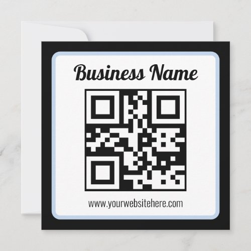 Editable QR code & Text w/Light Blue Border Note Card