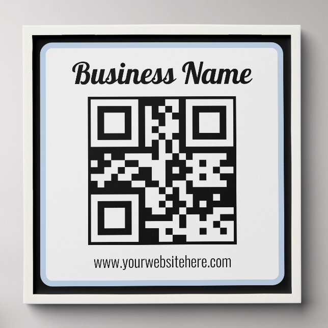 Editable QR code & Text w/Light Blue Border Peel And Stick Photo Tile (Front Set)